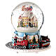 Caixa de música globo de neve comboio, casa e Pai Natal no trenó, 16x16x16 cm s2