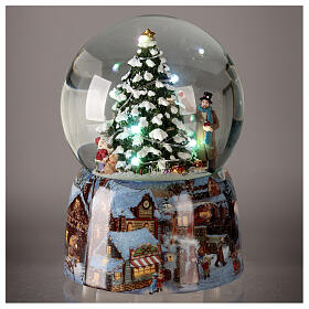 Snow globe with music box, illuminated Christmas tree 15x10x10 cm