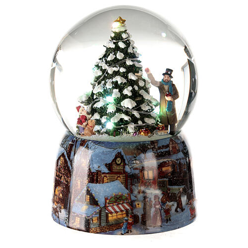 Caixa de música globo de neve árvore de Natal iluminada a pilha 14,5x10x10 cm 1