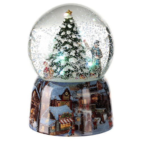 Caixa de música globo de neve árvore de Natal iluminada a pilha 14,5x10x10 cm 3