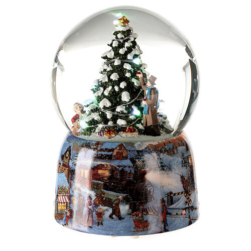 Caixa de música globo de neve árvore de Natal iluminada a pilha 14,5x10x10 cm 4
