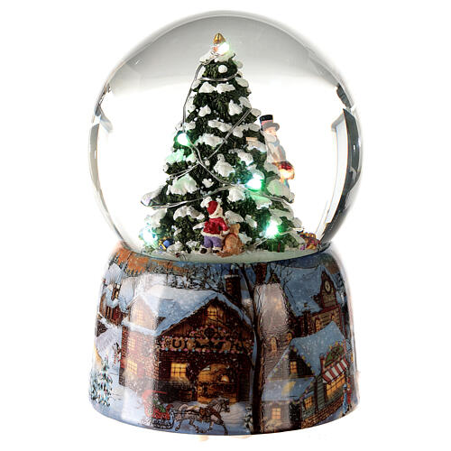 Caixa de música globo de neve árvore de Natal iluminada a pilha 14,5x10x10 cm 5