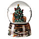 Snow globe with music box, Christmas tree with fawn and deer 15x10x10 cm s5