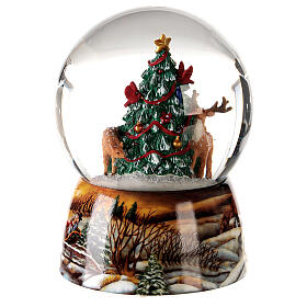 Musical snow globe Christmas tree animals 15x10x10 cm