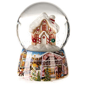 Snow globe with music box, gigerbread house 15x10x10 cm