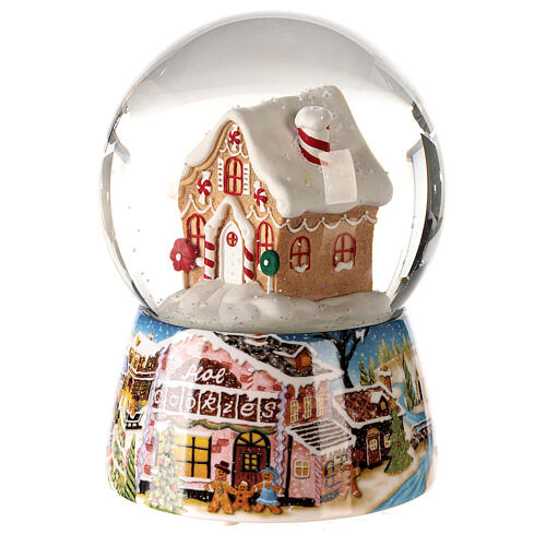 Snow globe with music box, gigerbread house 15x10x10 cm 3