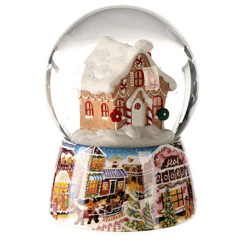 Snow globe with music box, gigerbread house 15x10x10 cm 4