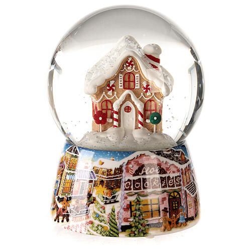 Caixa de música globo de neve casa de pão de gengibre 16x11,5x11,5 cm 1
