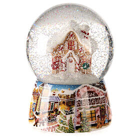 Musical Christmas snow globe snowy gingerbread house 15x10x10 cm