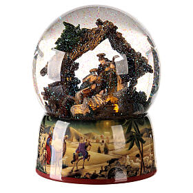 Globo de neve caixa de música natalina a pilha Presépio Menino Jesus glitter 20x15x15 cm