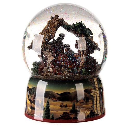 Globo de neve caixa de música natalina a pilha Presépio Menino Jesus glitter 20x15x15 cm 6