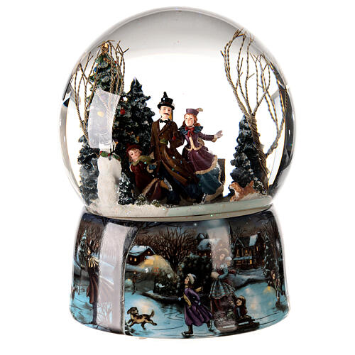 Christmas snow globe musical skaters 20x15x15 cm 1