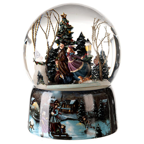 Christmas snow globe musical skaters 20x15x15 cm 3