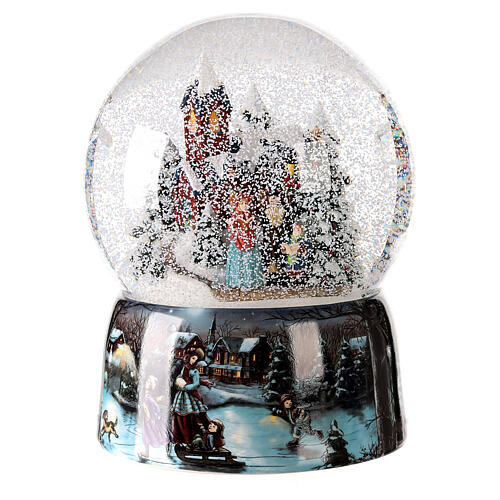 Snow globe with music box, church with singers, batteries, 20x15x15 cm 2