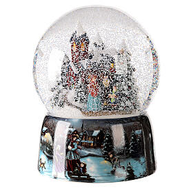Snow globe with music box, church and singers 20x15x15 cm batteries