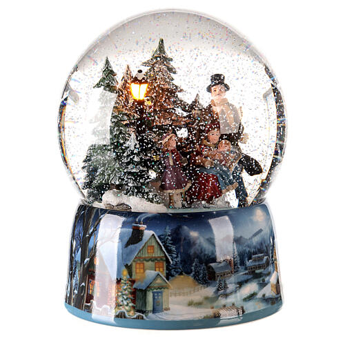 Snow globe with music box, family on a sleigh 20x15x15 cm 4