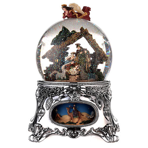 Snow globe with Nativity Scene and angel 25x15x15 cm batteries 2