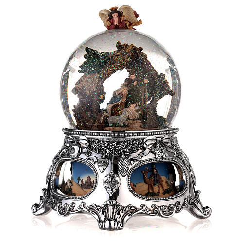 Snow globe with Nativity Scene and angel 25x15x15 cm batteries 3