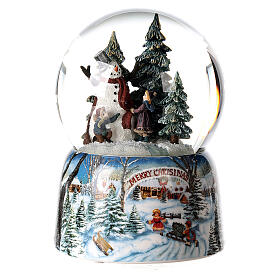 Sfera vetro Natale pupazzo neve bosco carillon 15x10x10 cm
