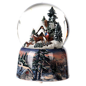 Szklana kula Boże Narodzenie, ośnieżony las, pozytywka 15x10x10 cm