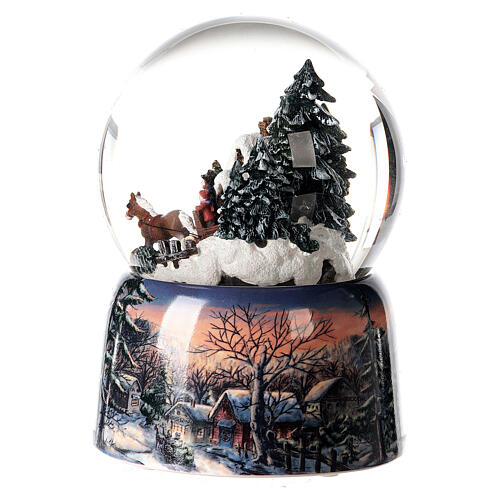 Szklana kula Boże Narodzenie, ośnieżony las, pozytywka 15x10x10 cm 4