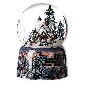 Globo de neve de Natal com caixa de música, floresta nevada, 15x10x10 cm