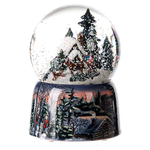Globo de neve de Natal com caixa de música, floresta nevada, 15x10x10 cm 2