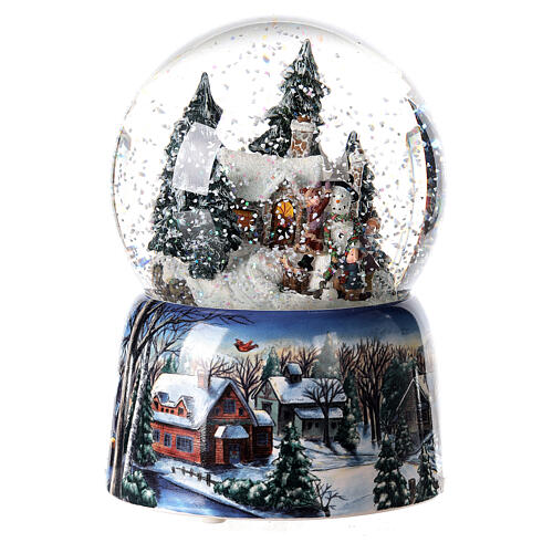 Sfera di vetro Natale pupazzo neve carillon 15x10x10 cm 2