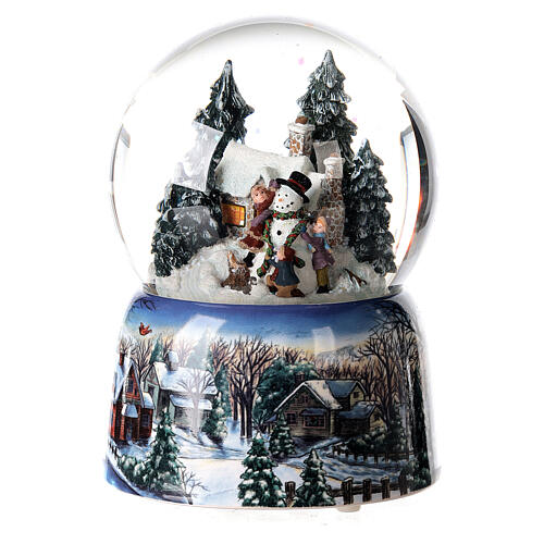 Sfera di vetro Natale pupazzo neve carillon 15x10x10 cm 3
