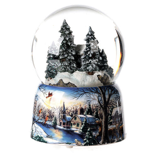 Sfera di vetro Natale pupazzo neve carillon 15x10x10 cm 5