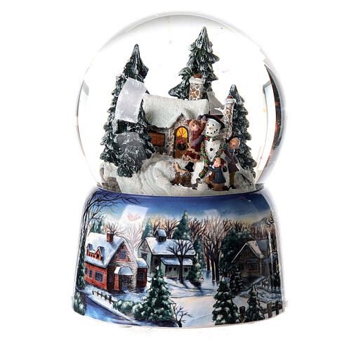 Globo de neve de Natal com caixa de música, boneco de neve, 15x10x10 cm 1