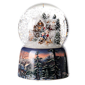 Snow globe with music box, small house and sleigh, 15x10x10 cm