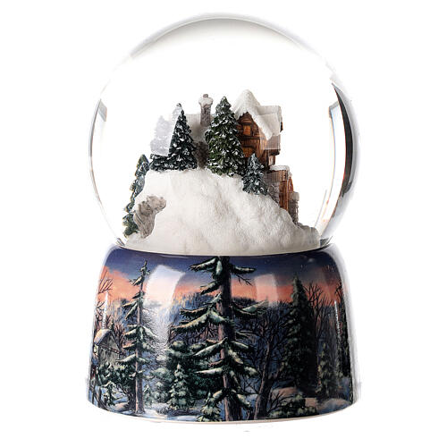 Snow globe with music box, small house and sleigh, 15x10x10 cm 5