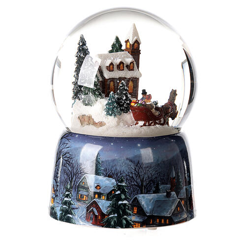 Snow globe with music box, sleigh with presents, 15x10x10 cm 4