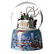 Palla vetro Natale sciatori carillon 15x10x10 cm s5