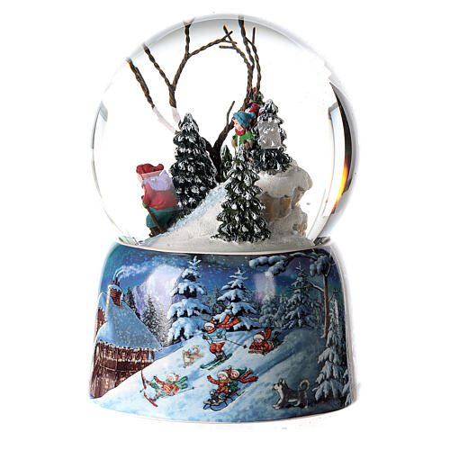 Szklana kula Boże Narodzenie, narciarze, pozytywka, 15x10x10 cm 4