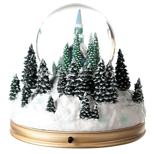 Globo de neve de Natal com caixa de música, coro e comboio, 20x20x20 cm 5