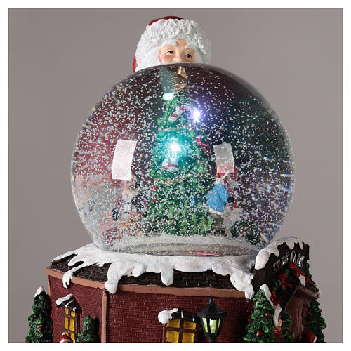 Snow globe with music box, Santa and Christmas tree, RGB LED lights, 30x30x25 cm 8