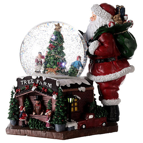 Snow globe with music box, Santa and Christmas tree, RGB LED lights, 30x30x25 cm 9