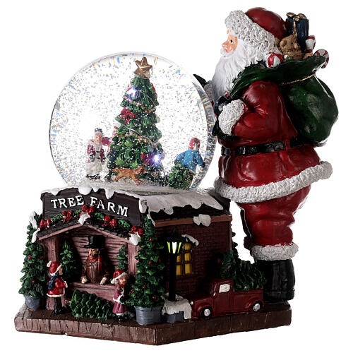 Sfera di vetro Babbo Natale led rgb musica 30x30x25 cm 9