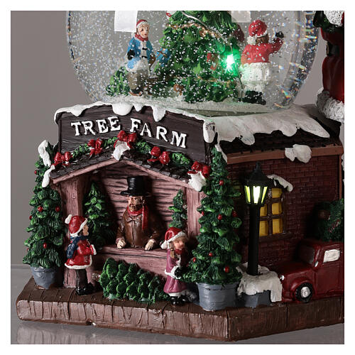 Snow globe with music box, Santa and Christmas tree, RGB LED lights, 30x30x25 cm 6