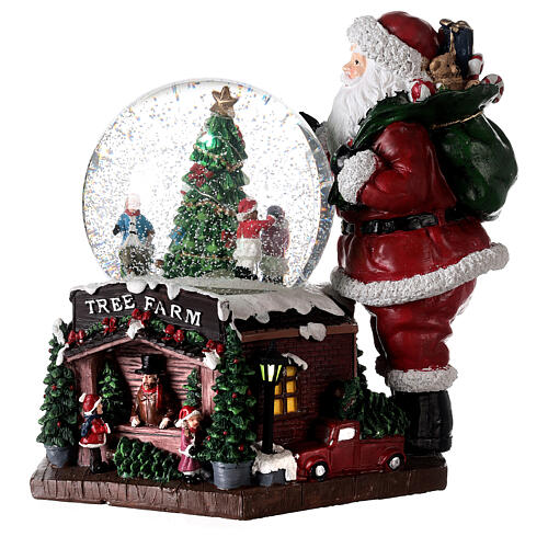 Snow globe with music box, Santa and Christmas tree, RGB LED lights, 30x30x25 cm 7