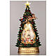 Christmas village, Christmas tree with snowman and children, snow effect, h 35 cm s2