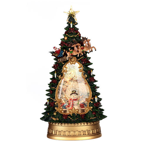 Sapin de Noël type boule à neige bonhomme de neige enfants h 35 cm 1