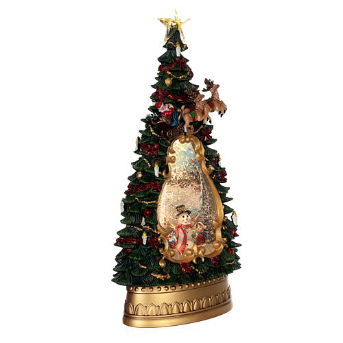 Villaggio albero Natale pupazzo neve bambini effetto neve h. 35 cm 4