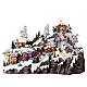 Christmas village set with ropeway, ski slope and skaters, music and lights, 40x60x50 cm s1