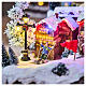 Pueblo Navidad teleférico pista de esquí patinadores música luces 40x60x50 cm s11