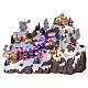 Villaggio Natale funivia pista da sci pattinatori musica luci 40x60x50 cm s1