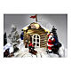 Villaggio Natale funivia pista da sci pattinatori musica luci 40x60x50 cm s5