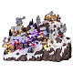 Villaggio Natale funivia pista da sci pattinatori musica luci 40x60x50 cm s1